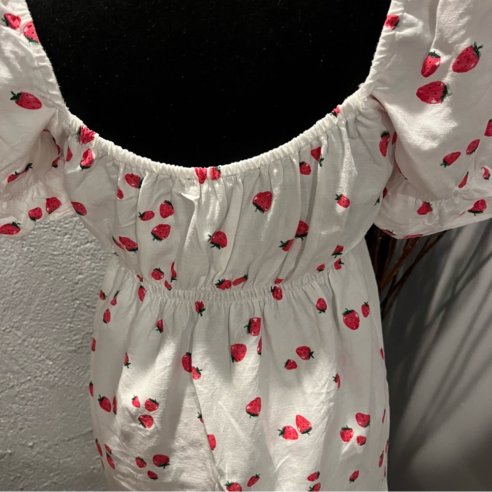🌸NEW LOOK STRAWBERRY LINEN BLEND BABYDOLL DRESS SIZE 6🌸 - Picture 5 of 7